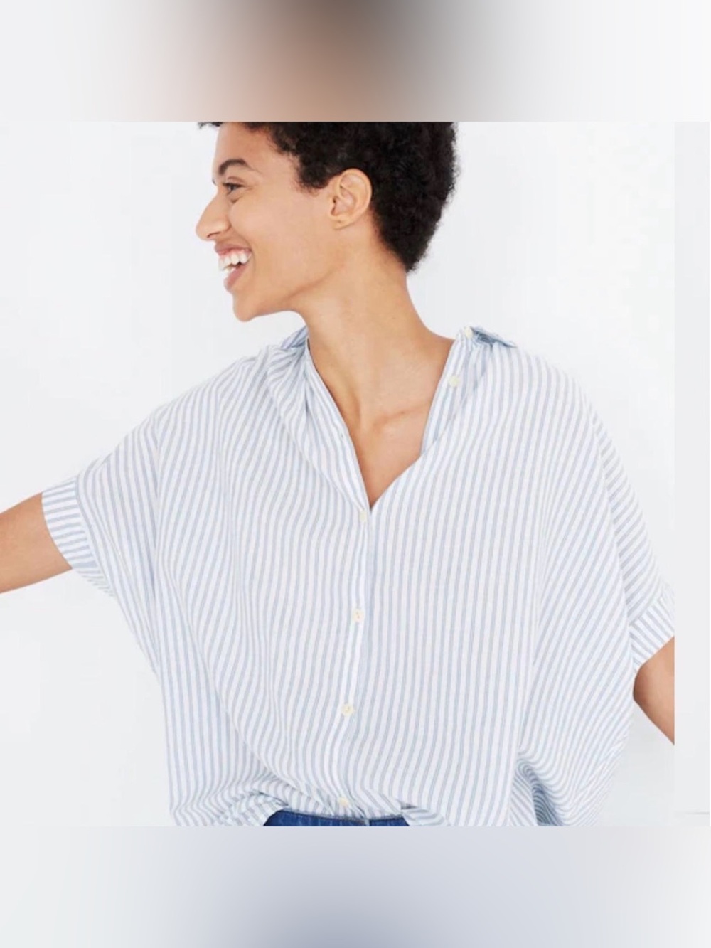Madewell Women’s Blue Stripe Hilltop Shirt